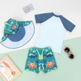 thumbnail image 6 of WOYY Toddler Boys Swimsuit Cartoon Shark Print Rash Guard Shorts with Hat Bathing Suit,3-Piece, 6 of 6
