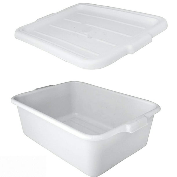 6 Pack 20" x 15" x 7" White Storage Plastic Dish Restaurant Food Bus