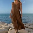 thumbnail image 5 of UoCefik Dresses for Women 2025 Sleeveless Casual Button Cotton Linen Sundress Summer V Neck Plus Size Beach Vacation Tank Maxi Dresses Brown M, 5 of 7
