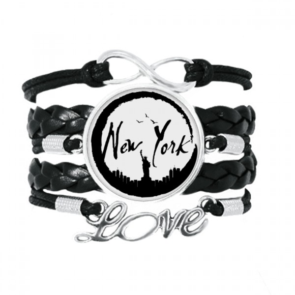New York USA Liberty Outline Bracelet Love Accessory Twisted Leather Knitting Rope Wristband