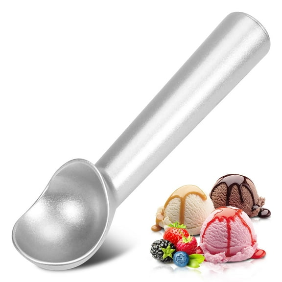 Anti-Freeze Ice Cream Scoop 7 Inch, One Piece Aluminum Nonstick Design, for Gelato Sorbet Cookie Dough Watermelon, Commercial Use, Silver