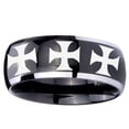 thumbnail image 2 of Tungsten Multiple Maltese Cross 8mm Glossy Black 2 Tone Dome Polished Edges Men Ring, 2 of 2