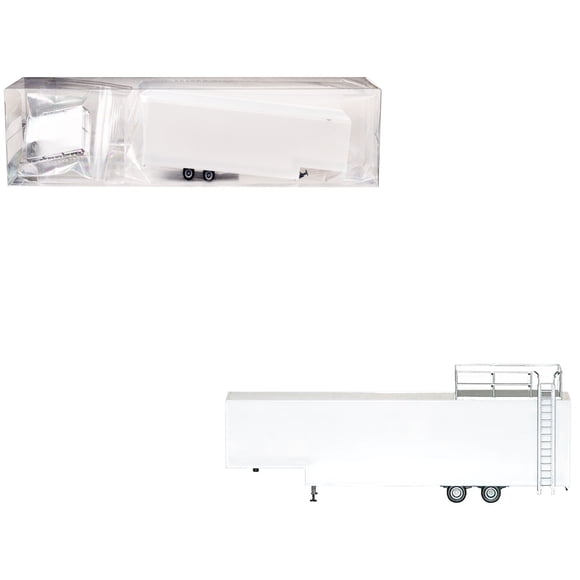Race Horse Transport Trailer White 1/87 (HO) Plastic Model by Promotex