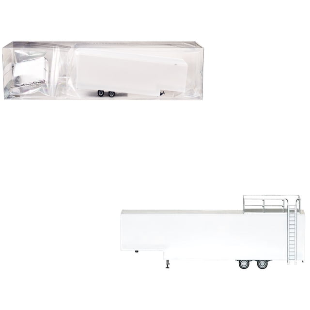 Race Horse Transport Trailer White 1/87 (HO) Plastic Model by Promotex