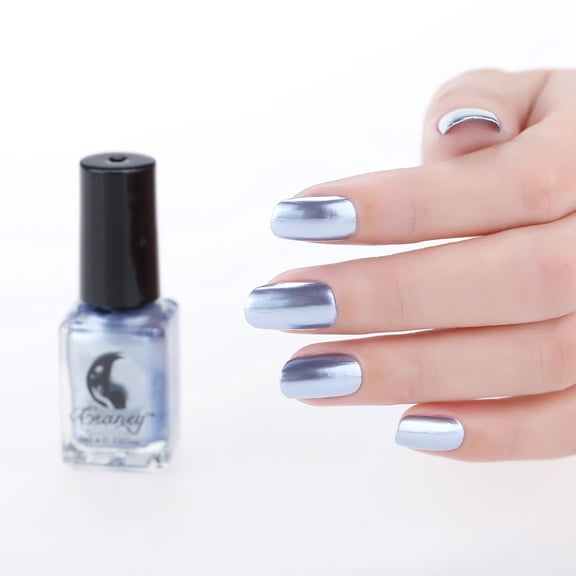 Nail Polish #13 Light Blue - 6Ml Silver Plating Mirror Effect Metal Color Nail Polish, Nail Polish Easter Mother'S Day Nail Makeup Organizers
