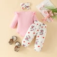 thumbnail image 6 of RTKFRFLM Christmas Girls Outfits Sets Winter Baby Long Sleeve Elephant Print Romper Pants Headb Outfit Cute Animal Theme Playwear Casual Wear Clothing Sets,Size 0-3 Months, 6 of 7