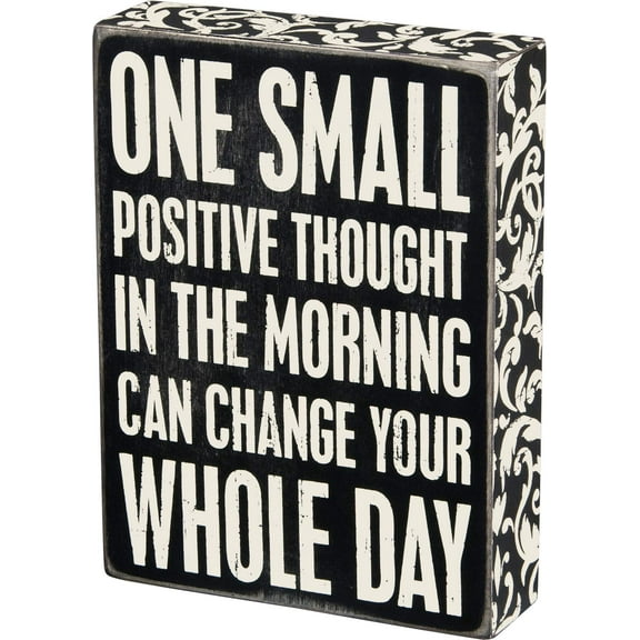 Primitives by Kathy Floral Trimmed Box Sign, 6" x 8", Positive Thought
