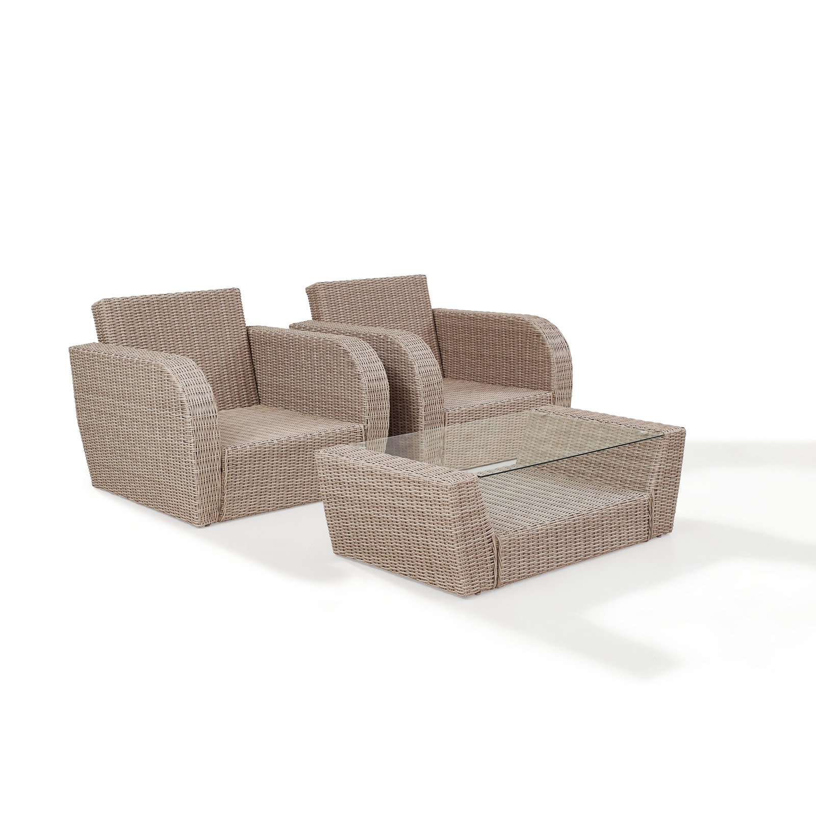 Crosley Furniture St Augustine 3 Pc Outdoor Wicker Seating Set With Mist Cushion - Two Outdoor Wicker Chairs, Coffee Table - image 5 of 11