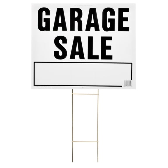 Hy-Ko Products LGS-2 Garage Sale Corrugated Plastic Sign w/ H Bracket 19" x 24" Black/White, 1 Piece