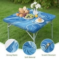 thumbnail image 4 of Blue White Tie Dye Swirl Pattern Square Fitted Tablecloth with Elastic Edge,Square Table Cover,Washable Elastic Table Cover for Home Kitchen Party Decor 34"x34", 4 of 6