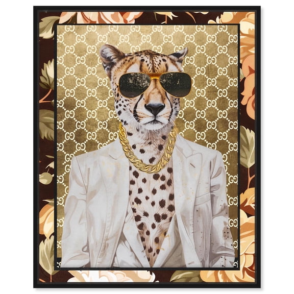 Classic Fashion Cheetah Portrait Canvas Tiger Glam Wall Art by Art Remedy, Black Frame, 16" x 20"