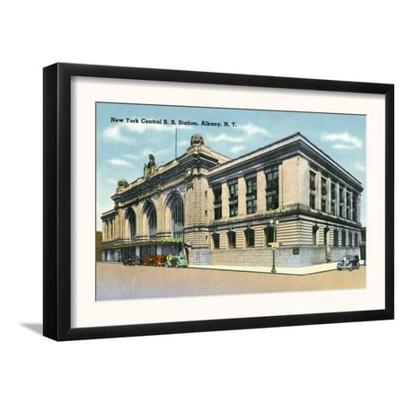 Albany, New York - Exterior View of the NY Central Railroad... Framed Art Print Wall Art