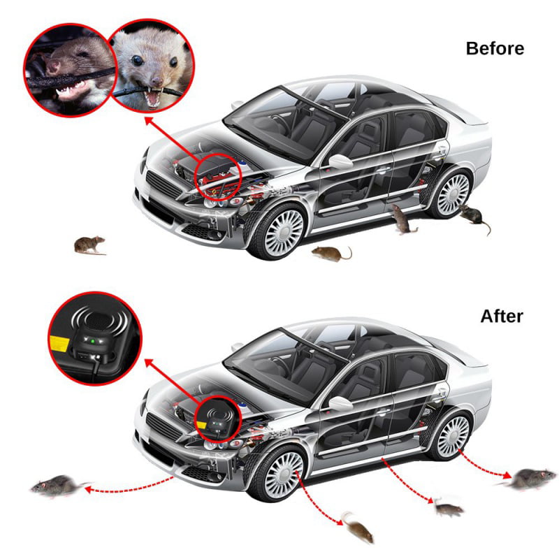 12V Ultrasonic Mouse Repeller Car Vehicle Rat-Rodent Deterrent Wire Pest Animal❤ 