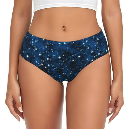 Womens Underwear - Night sky blue nebula stars cool No Show Seamless Underwear for Women  Soft Stretch Womens Panties  Hipster Ladies Panties Bikini Underwear Briefs