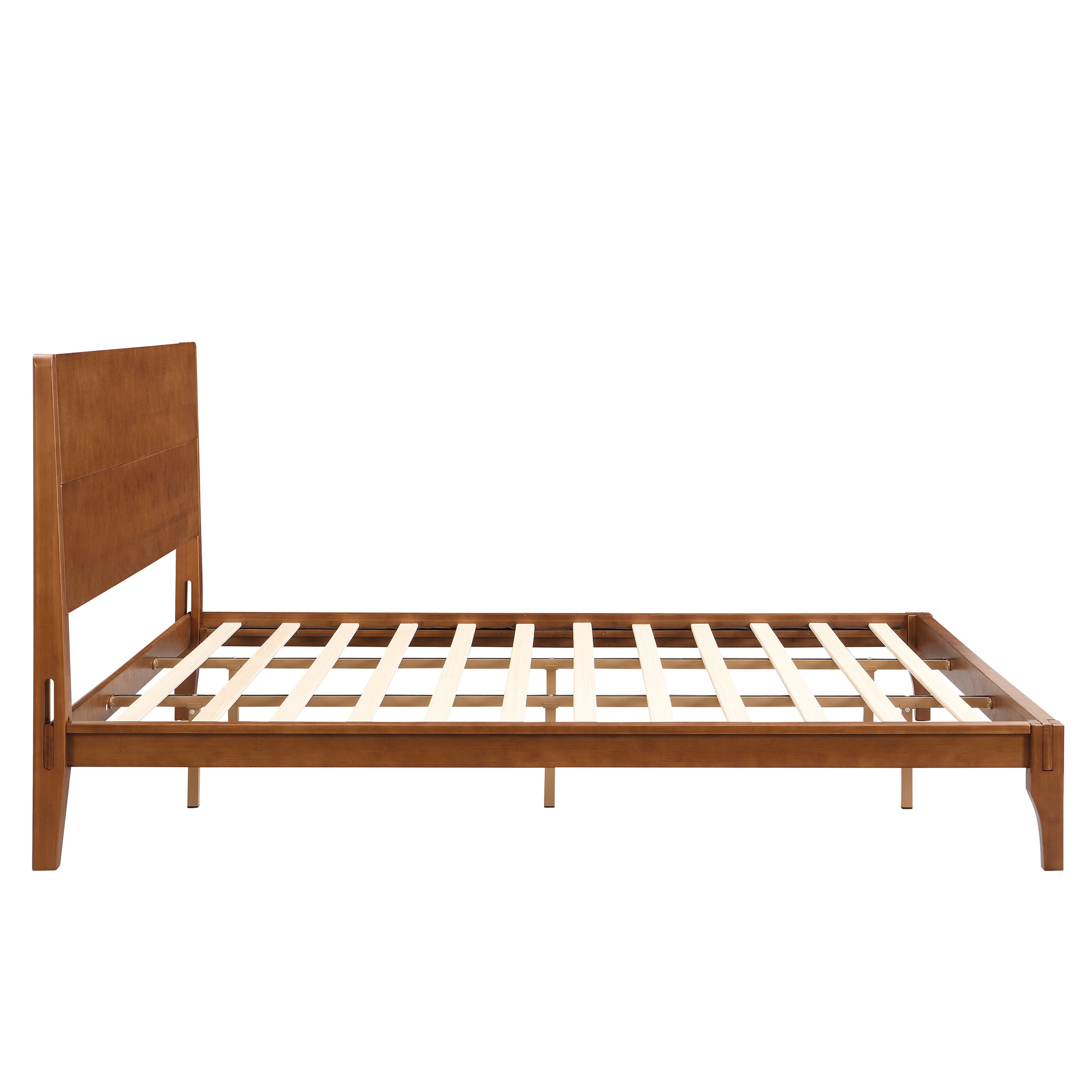Euroco Mid-Century King Size Platform Bed, Bamboo Wood Bed for Bedroom, Brown