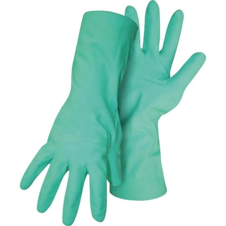 Boss B12132-L Work Gloves with Extended Cuff, L, 13 in L, Gauntlet Cuff, Nitrile, Green