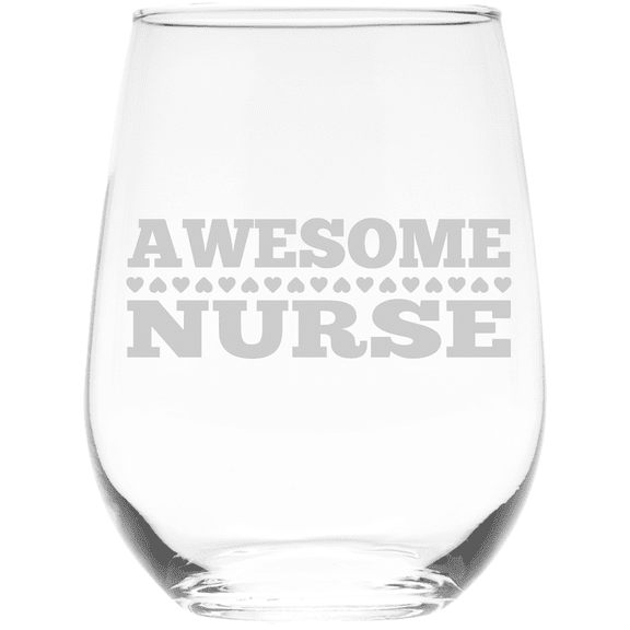 C&M Personal Gifts 17 Awesome Nurse Stemless Wine Glass