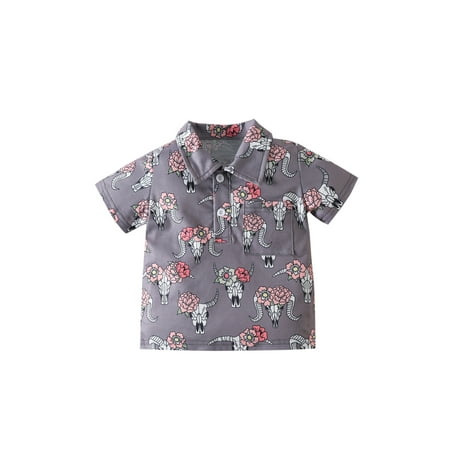 

Sunisery Western Toddler Baby Boy Button Blouse Shirt Tops Cow Print Buttons Down Shirts Outfits Clothes Gray 1-2 Years