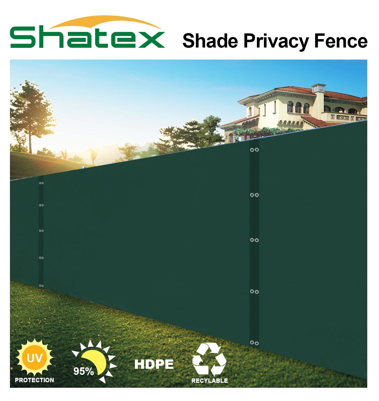 Alion Home© 6ft Privacy Fence Screen Premium Quality 185GSM Dark Green w/ Trim 
