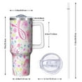 thumbnail image 2 of Pink Breast Cancer and Pioneer Flower Tumbler with Handle and Lid,40oz Double Wall Vacuum Insulated Tumbler,Cups Gift for Women and Men, 2 of 7