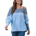 thumbnail image 2 of Sudadera Manga Larga Fuera Del Hombro Casual Suelta Moda Jersey Tops Para Mujer Gris Azul M, 2 of 6