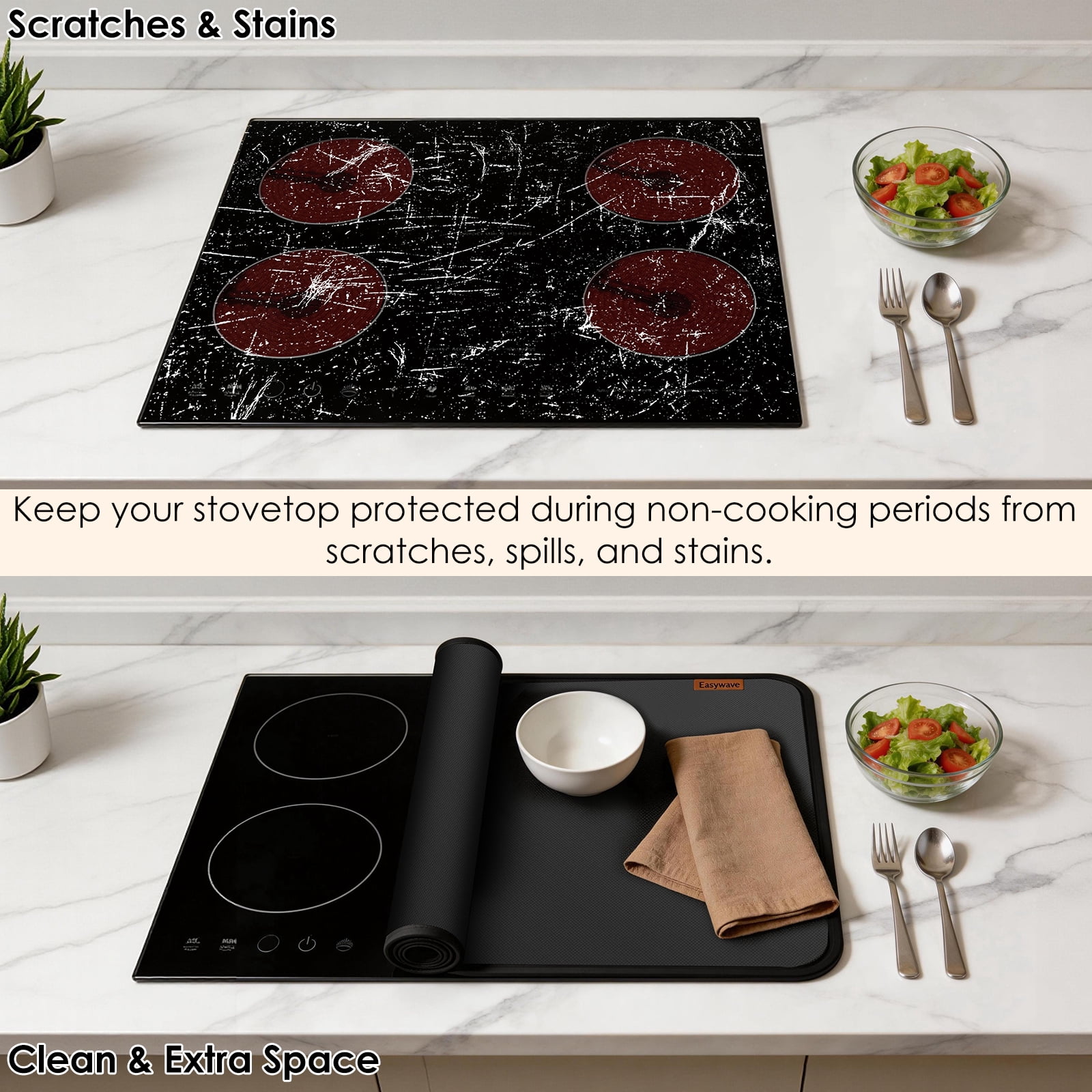 Fireproof Stove Top Covers for Electric Stove, Waterproof & Heat Resistant Mat for Glass Top, Stovetop Protector, Anti-Scratch, 28" x 20"