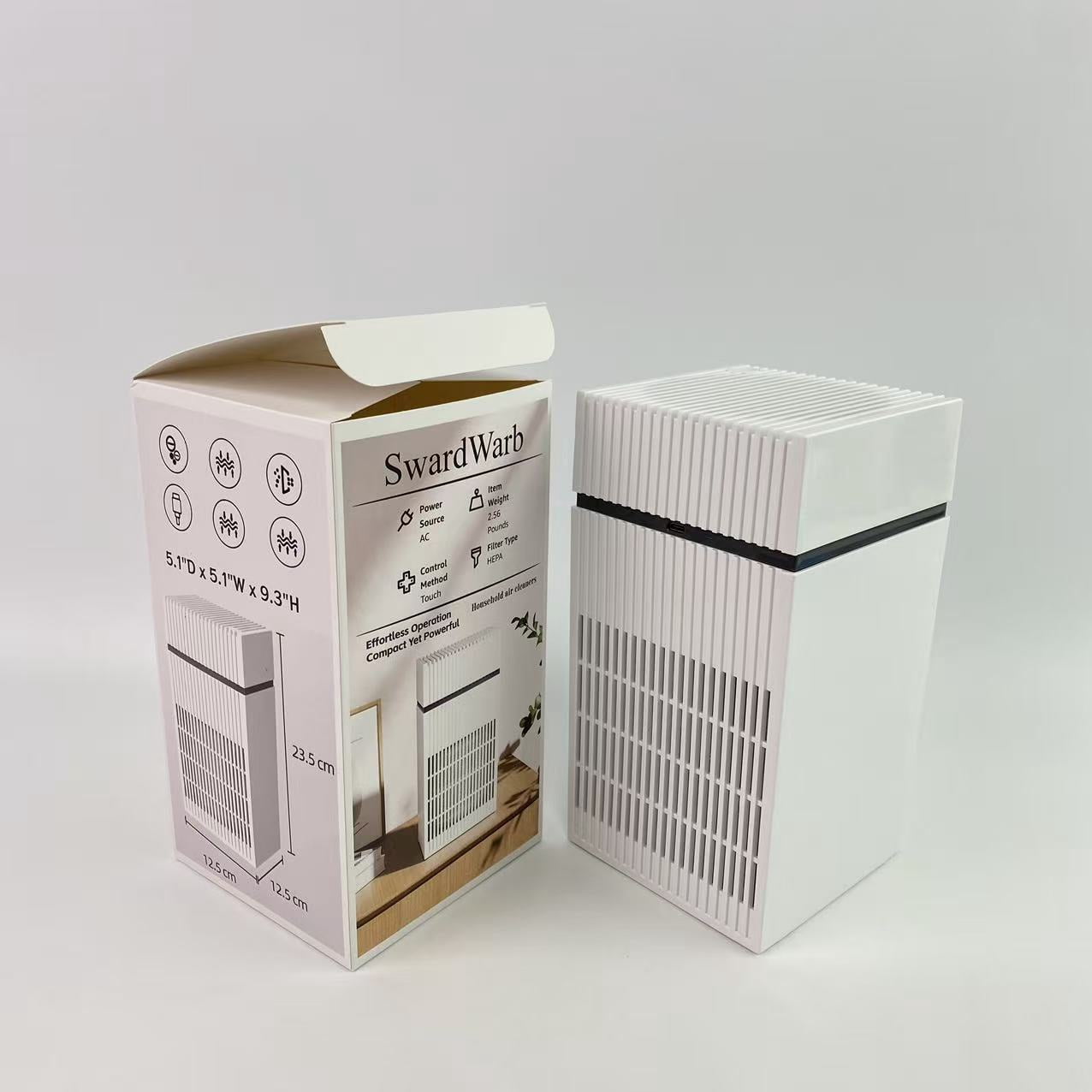 SwardWarb Household air cleaners,Air Purifiers for Home with H13 True HEPA Filter Up to 1076 Ft² for Pet Hair, White