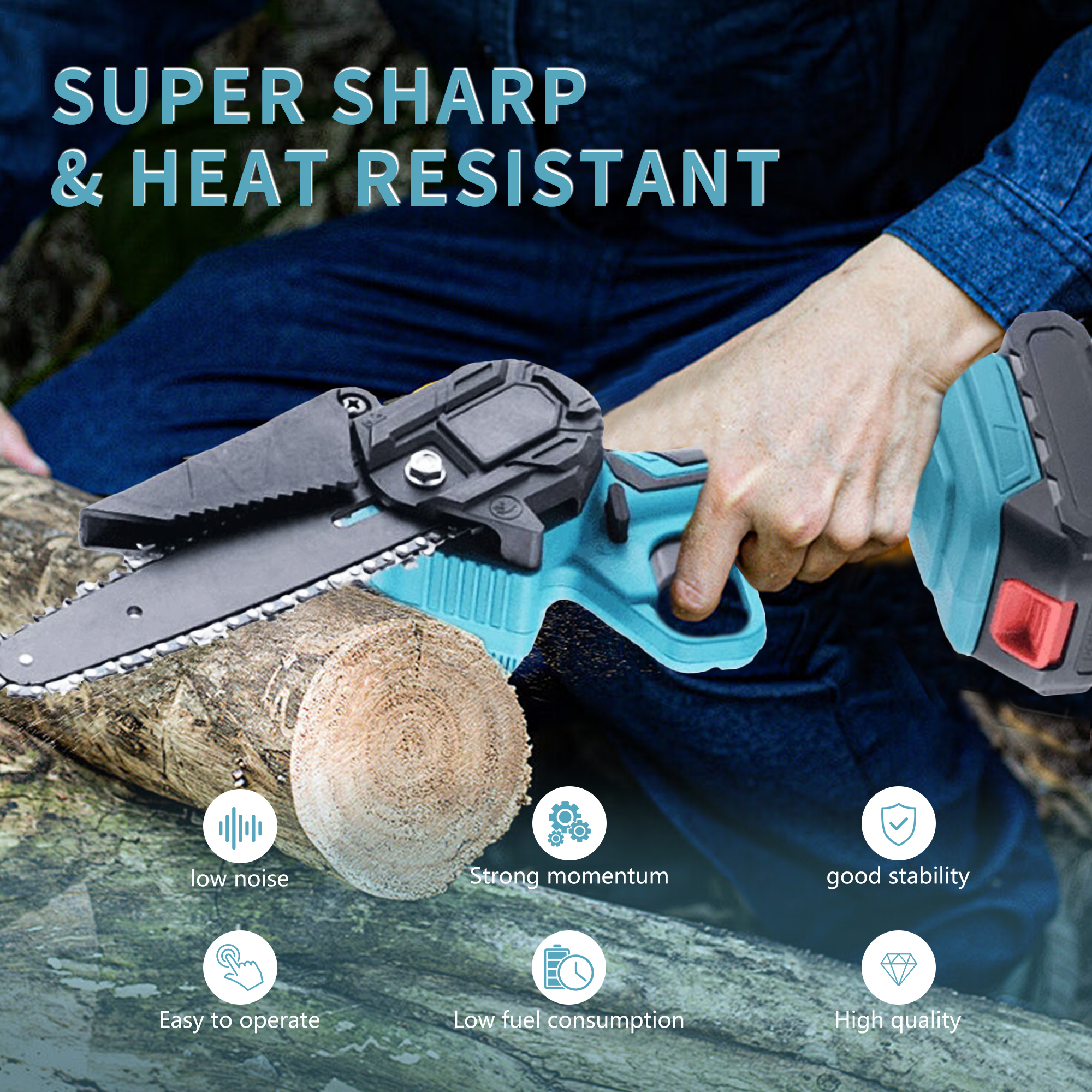 Mini Chainsaw Cordless 6-Inch | Handheld Electric Chain Saw with 2 Batteries & Charger | for Tree Trimming, Wood Cutting, and Garden Care