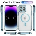 thumbnail image 2 of Magnetic for iPhone 15 Pro Max Case, [Fit for MagSafe] [Never Yellowing] [Military Grade Rugged Durable Protection] Back Slim Clear Wireless Charging Shockproof Premium Phone Case,Blue, 2 of 8