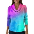 thumbnail image 4 of Dwralegc Womens Sweaters Cozy Multicolor Jumper Knit Blouses Long Sleeve Tops Cowl Neck Fashion Autumn and Winter Sweaters Turquoise M, 4 of 5