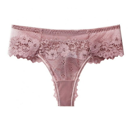 

Women Thong Sexy Panties Thong Lace Pants Ladies Briefs Underwear Low Waist Breathable Bikini Panties Soft Stretch T-Back Hollow Out Panties(1-Packs)