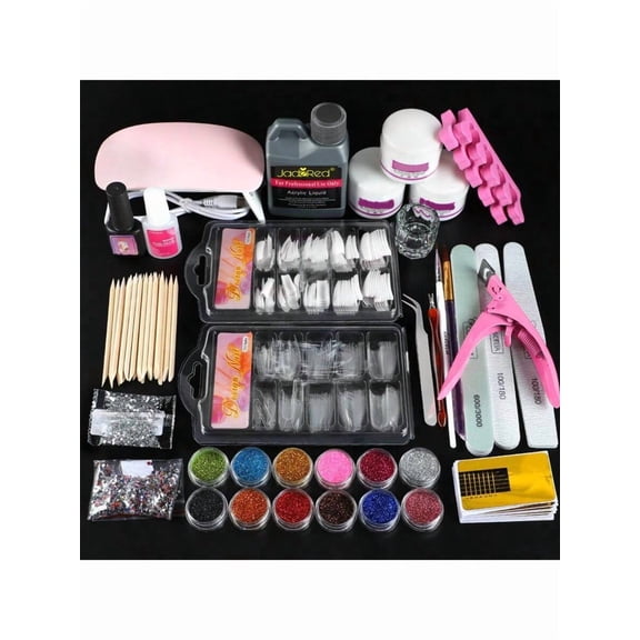Acrylic Nail Kit for Beginners (All-In-One) - Professional Set with Acrylic Powder/Liquid, Gel Polish, UV Light & Decor Supplies, Ideal Women's Gift