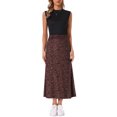 thumbnail image 2 of INSPIRE CHIC Maxi Skirt for Women's Leopard Print Elastic High Waisted Fishtail Long Skirts M Burgundy, 2 of 5