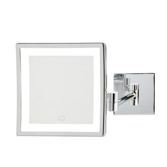 Jerdon 8 inch x 8 inch Wall Mount Makeup Mirror with 5X Magnification & 16 inch Wall Extension, Chrome Finish, Direct Wire-Model JRT885CLD