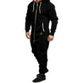 thumbnail image 2 of Rdhnmea Mens Fleece Lined Hooded Jumpsuit Full Zip  one-piece  Rompers One Piece Overalls Jogging Suit Tracksuit with Pockets, 2 of 4