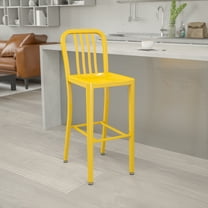 Flash Furniture Commercial Grade 30" High Yellow Metal Indoor-Outdoor Barstool with Vertical Slat Back