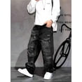thumbnail image 6 of Reppunk Men's Ripped Distressed Loose Fit Comfortable Straight Fit Jeans Streetwear Menswear Plain Solid Color Denim Pants Trousers  Casual Stylish Casual Stylish, 6 of 7