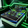 thumbnail image 3 of Erosebridal Neon Green Blue Motorbike Zipper Twin Comforter Sets with Fitted Sheet and 2 Pillowcases for Boys Men, Ink Splash Stripes Zipper Bedding Set, Black Reversible, 4-Piece, 3 of 7