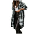 thumbnail image 1 of Plaid Trench Coat Womens Windbreaker Jacket Printed Shirt Zipper Irregular Jacket, 1 of 9