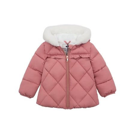 Rokka&Rolla Baby Girls' Puffer Jacket Toddler Fleece Lined Winter Coat for Infants, Sizes 6-24M
