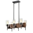 thumbnail image 2 of Warehouse of Tiffany Solvyr Forged Black Metal and Wood 6-Light Chandelier with Clear Glass Tube Shades, 2 of 2
