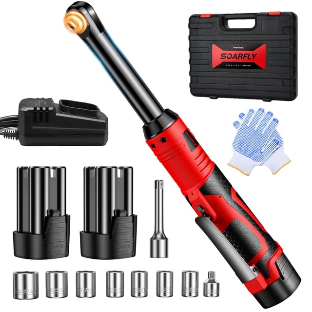 Llave de trinquete inalámbrica SOARFLY 3/8 16.8 V 40 Ft-Lbs con 2 baterías