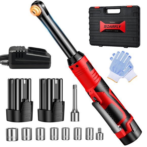 Llave de trinquete inalámbrica SOARFLY 3/8 16.8 V 40 Ft-Lbs con 2 baterías
