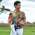 thumbnail image 3 of Yiaed Butterflies In Blooming GardenPrint Men's Short Sleeve Polo Shirt,Golf Polo for Men Three-Button Golf Shirt Athletic Casual Collared T-Shirt- Large, 3 of 7