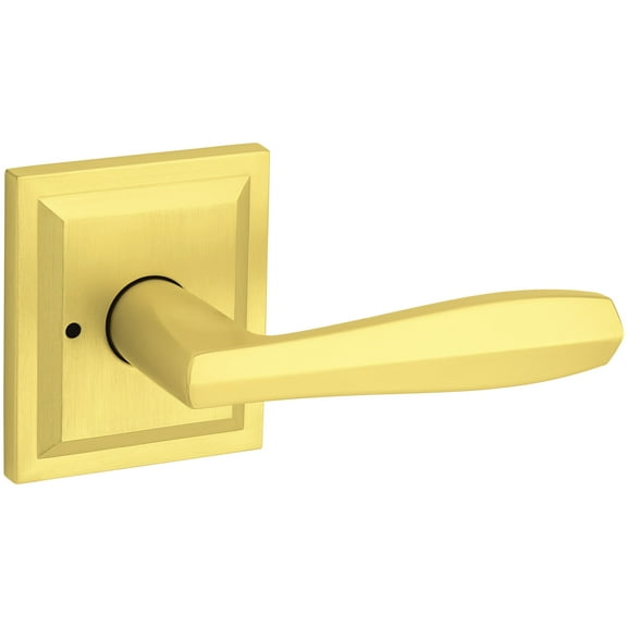 Baldwin Torrey Pines, Interior Privacy Door Handle Reversible Lever for Bedroom/Bathroom, Keyless Door Lock, in Satin Brass