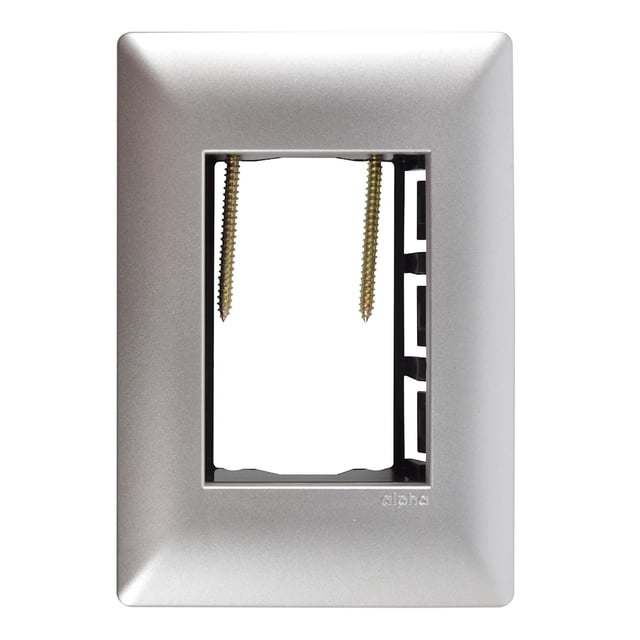 Placa Con Chasis Alpha 3 Modulos Plastico Plata 11.9X8.2X2 C