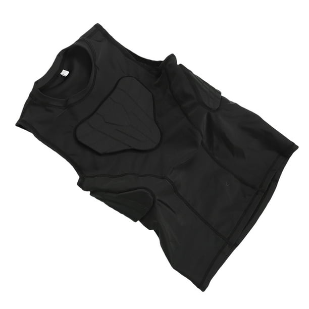 Chemise de compression rembourrée pour homme, protecteur de poitrine côtelé pour football, basket-ball, paintball, cyclisme, protection à manches courtes  18