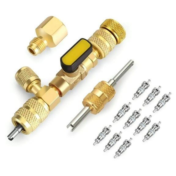 ARCADORA Valve Core Remover Installer Tool Brass R410A R134A HVAC AC 1/4 5/16 SAE Service Ports Time Saving Easy