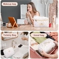 thumbnail image 3 of 3Pcs Cotton Quilted Makeup Bag Large Travel Cosmetic Bag Coquette Makeup Pouch Cute Aesthetic Floral Toiletry Bag for Women Girls, 3 of 7