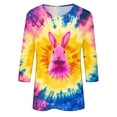 thumbnail image 5 of Cavosen Happy Easter Womens Tops 3/4 Length Sleeve Crew Neck Summer Bunny Tie Dye Print Pullover Shirts Holiday Blouse Vacation Festival T Shirts Loose Dressy Fashion Tees L, 5 of 5